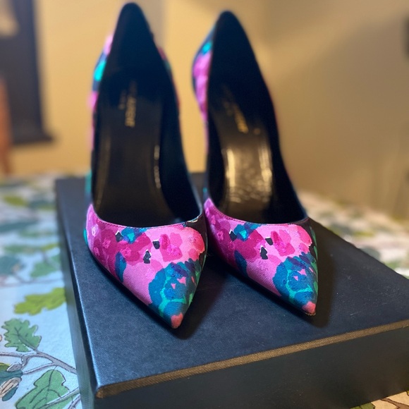 Saint Laurent Multicolor Floral Heels - Picture 9 of 9
